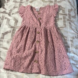 Little Lass Pink Lace Button-Down Dress